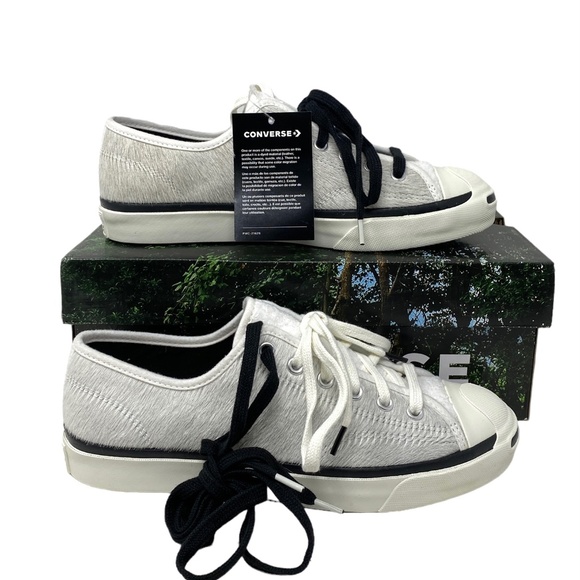 Converse x CLOT Jack Purcell OX Low Faux Fur White Women's Size Sneakers A00322C - Picture 2 of 10